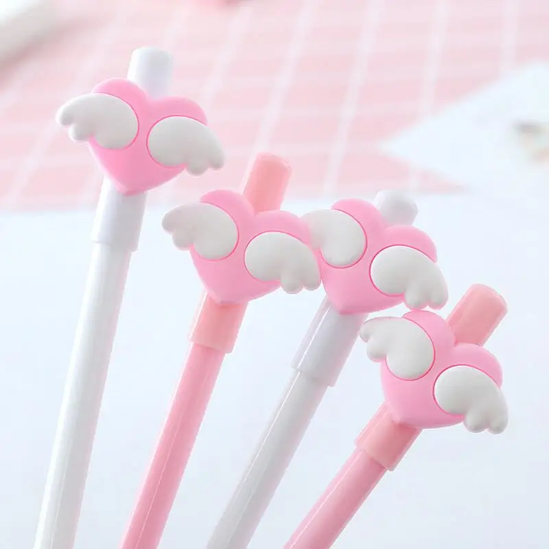 

0,5 мм креативные милые гелевые ручки в форме сердца и крыльев для обучения, офисные и школьные принадлежности для письма, гелевые ручки