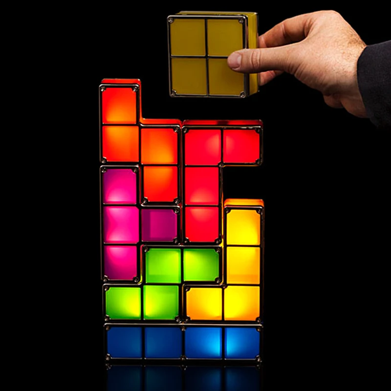 DIY Tetris Puzzle Light конструктор блок Штабелируемый светодиодный ночник настольная