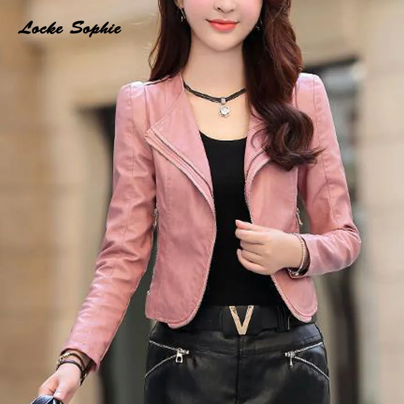 1pcs Women's Plus size Short Jacket Coats 2021 Spring Faux Fur PU Leather Splicing Small Jacket ladies Skinny locomotive coats