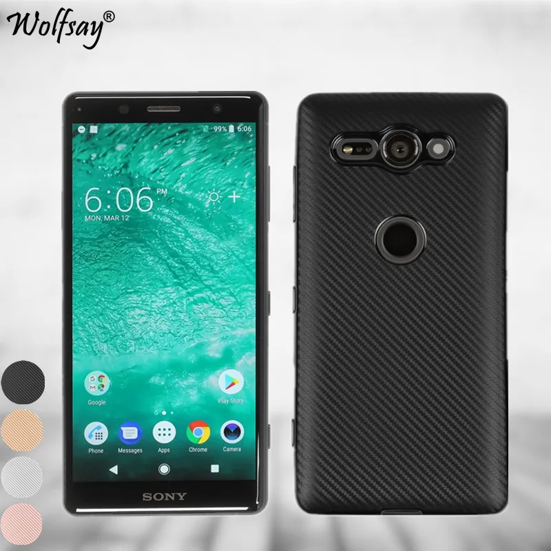 Wolfsay СПС чехол для телефона Sony Xperia XZ2 компактный Противоскользящий углеродное