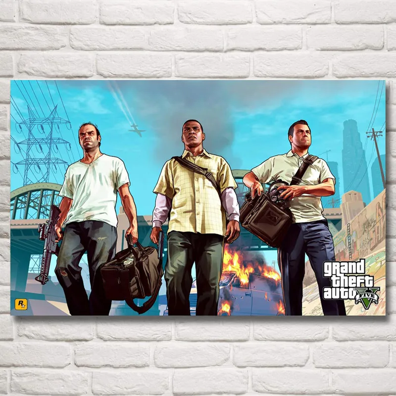 FOOCAME Grand Theft Auto V GTA 5 игровые плакаты и принты художественные шелковые картины, настенные декорации украшения спальни Картина гостиной