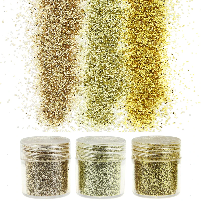 Блестящая Пыль для ногтей 3 коробки/набор золотые блестящая пудра из акрила