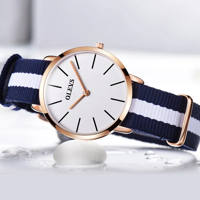 Relojes Mujer модный нейлоновый ремень женские кварцевые часы тонкий Циферблат