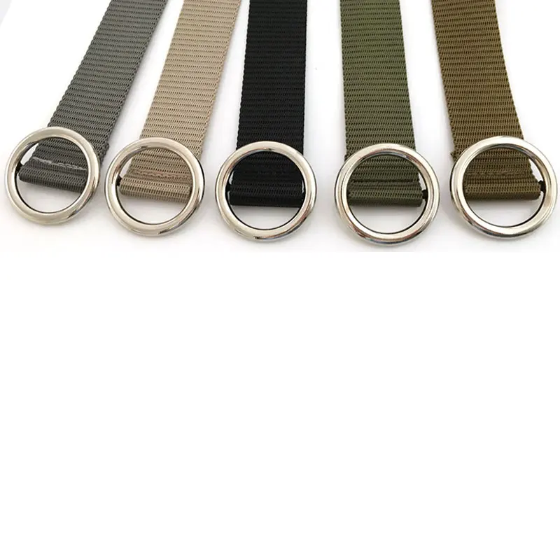 Unisex Canvas Belt Fabric Webbing Waist Casual Circle Ring Plain Nylon Waistband men waist female belts casual outdoor | Аксессуары для