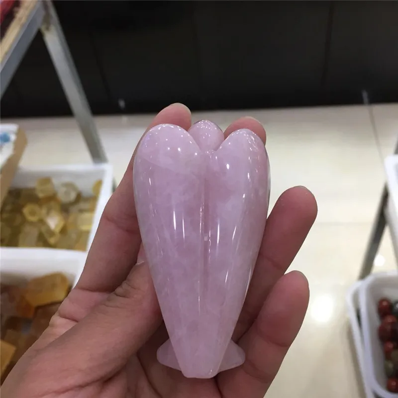 Большой размер Прямая поставка натуральный розовый кварц хрусталь камень ангел