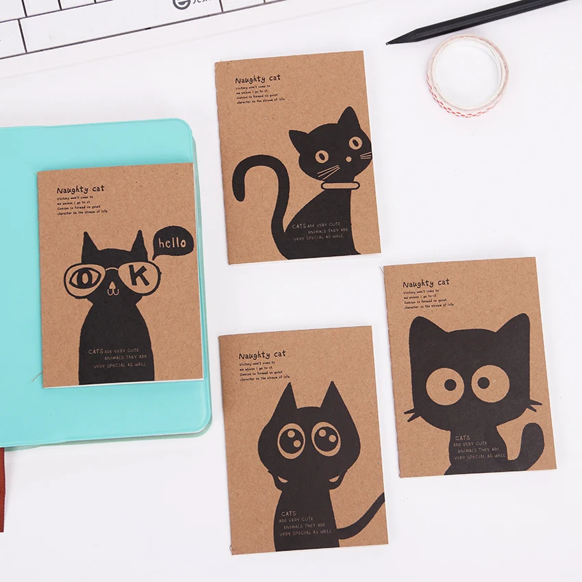 

1PC Mini Kawaii Cat and Circus Journal Diary Notebook Blank Kraft Paper Vintage Retro Notepad Book for Kids Stationery Gift