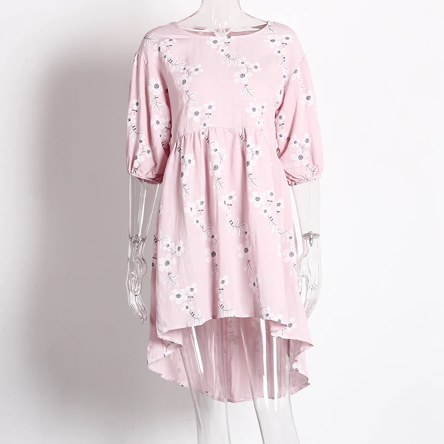 Women Peplum Tops And Blouses Autumn 2018 Fashion Half Sleeve Blouse Ruffle O Neck Irregular Casual Loose Floral Printing |