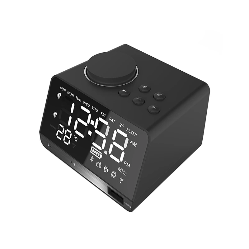Беспроводной Bluetooth динамик EXRIZU настольные часы FM радио зеркальный светодиодный