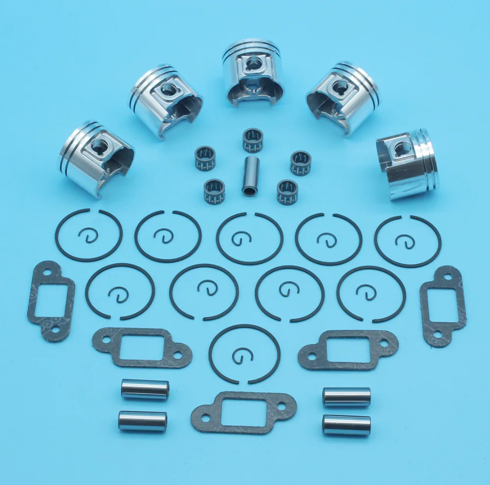 5 x поршневых колец 10 мм Pin Kit w/подшипники и прокладка глушителя подходят Stihl 018 MS180 MS