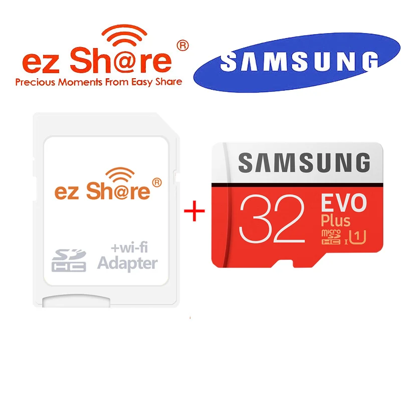 EZ share ezshare Беспроводной Wi-Fi адаптер+ samsung EVO+ 32 ГБ class10 80 МБ/с. карты памяти microsd карта Wi-Fi Беспроводной, TF карта, Micro SD карта, карта памяти Micro SD