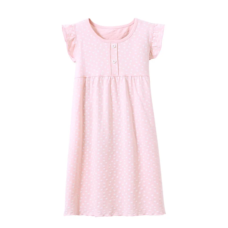 2018 New Brand Cotton Long Sleeved Nightdress for Toddler Girls Button Pajamas Home Service Spring Fall Autumn | Детская одежда и