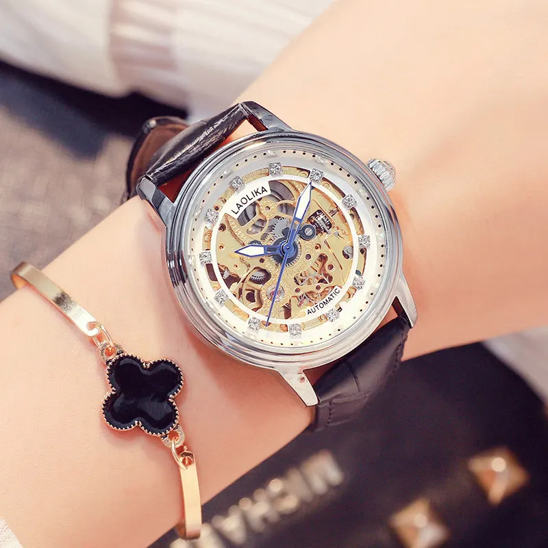 Женские часы, автоматические механические часы, женские Tourbillon часы, Reloj Mujer, часы со скелетом, Лидирующий бренд, наручные часы, Relogio Feminino