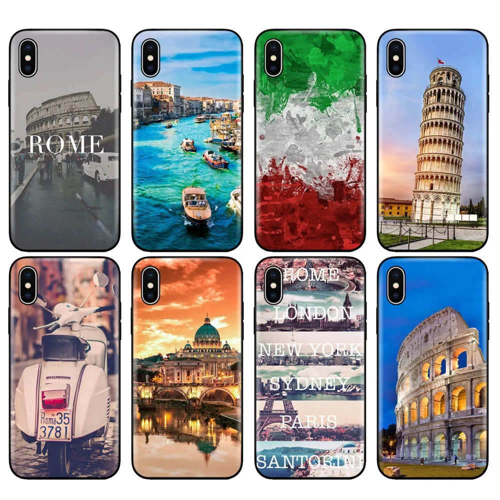 Черный чехол из ТПУ для iphone 5 5s se 6 6s 7 8 plus x 10 силиконовый XR XS 11 pro MAX Италия Рим Пиза