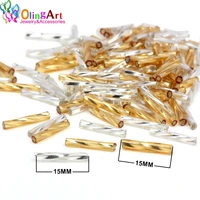 olingart gold and silver color tube 2 5x15mm 45glot twist tube glass seed beads diy accessory necklace jewelry making