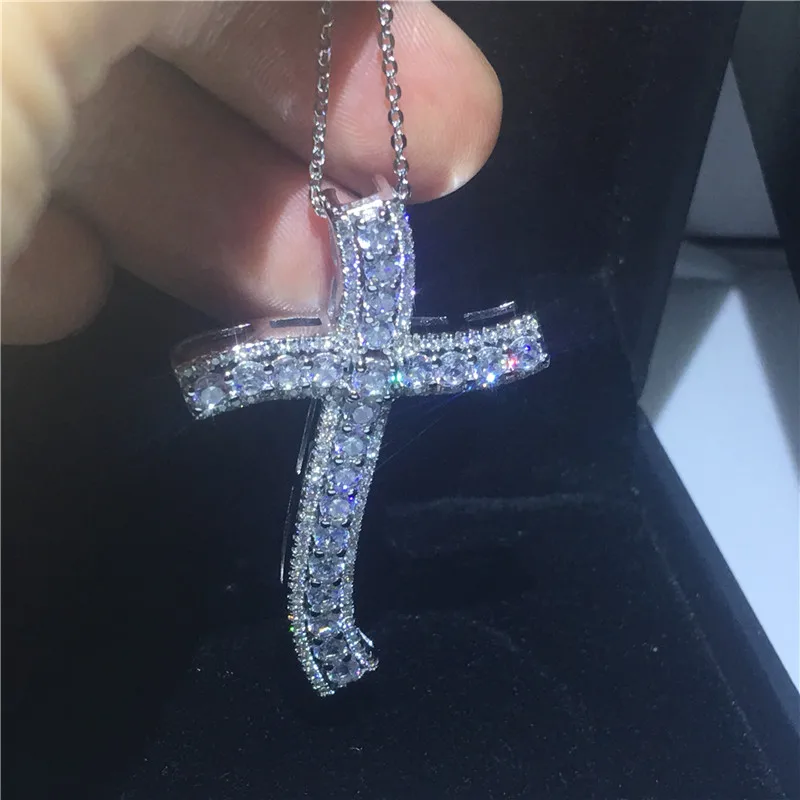 Кулон в виде креста Vecalon уникальное длинное ожерелье из стерлингового серебра 925