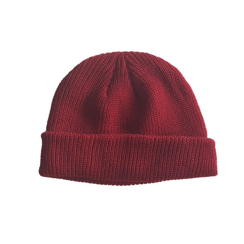 Модная мужская вязаная шапка бини Skullcap Сейлор кепка без полей Ретро Темно Синий