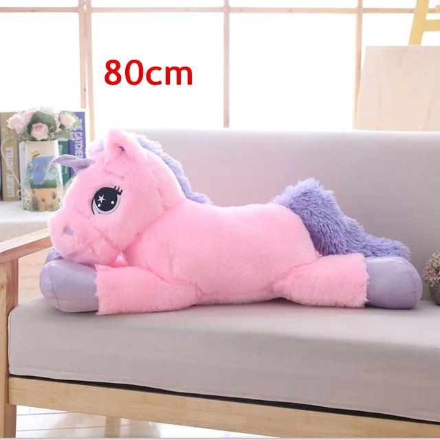 80cm pink purple 40-110 см чучело Детские Куклы Kawaii мультяшный Радужный Единорог плюшевые игрушки для детей подарок на день рождения - Цвет: 80cm pink purple