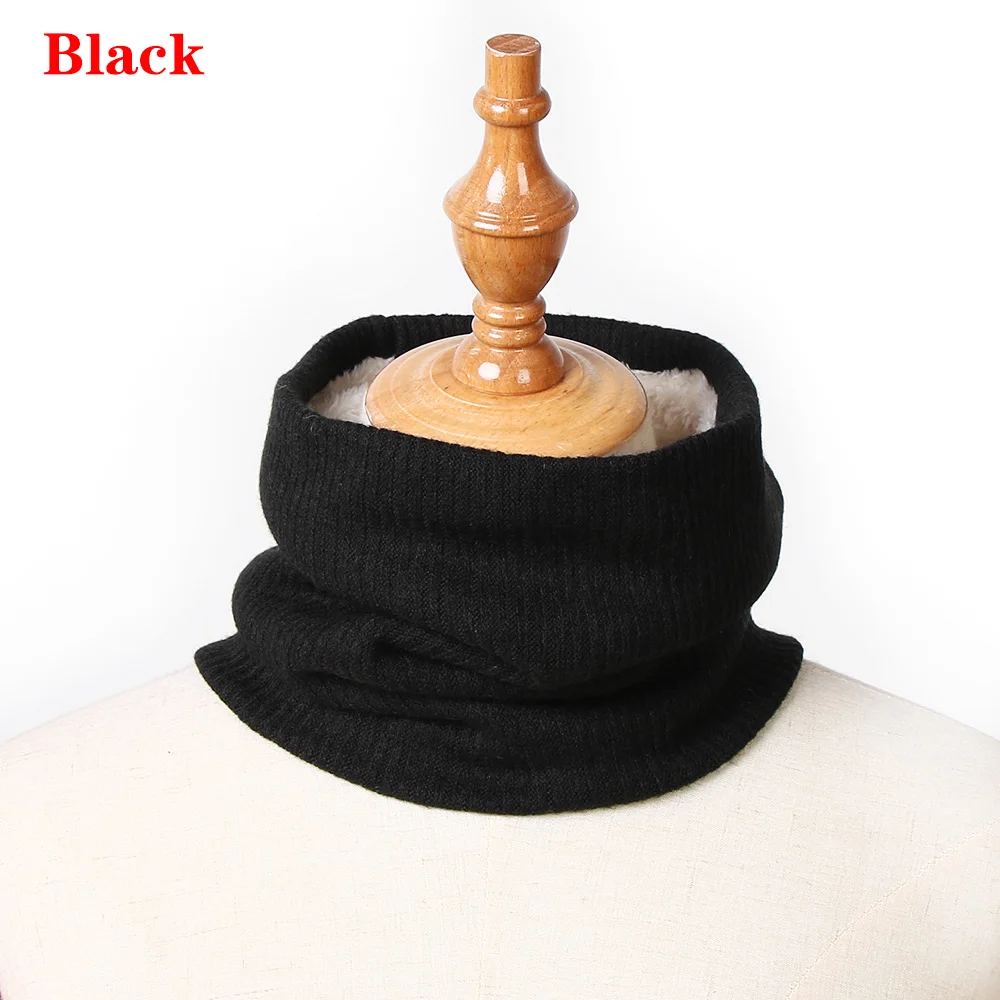 black Модные зимние шарфы для женщин, шарфы с кольцом, шейный платок, толстые теплые аксессуары для шеи, детский шарф с воротником - Цвет: black