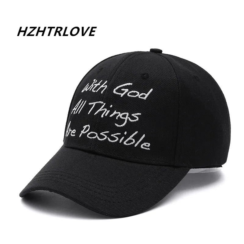 

Высококачественная Мужская бейсболка с надписью «With God All Things With You»
