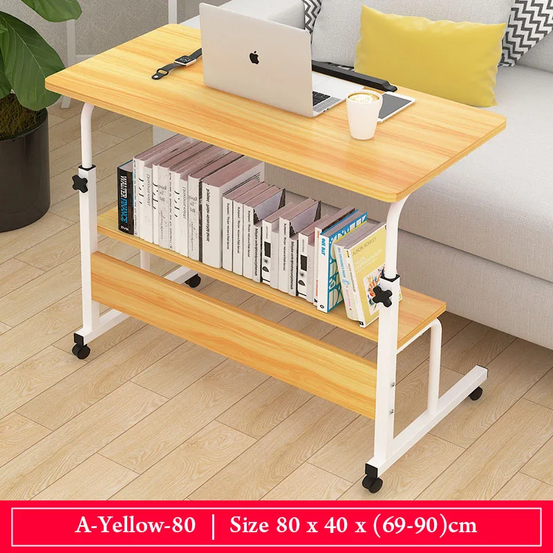 A-yellow-80cm Простой стоящий стол для ноутбука может перемещаться Домашний Настольный стол может быть поднят и опущен Мобильный складной стол мебель для дома - Цвет: A-yellow-80cm