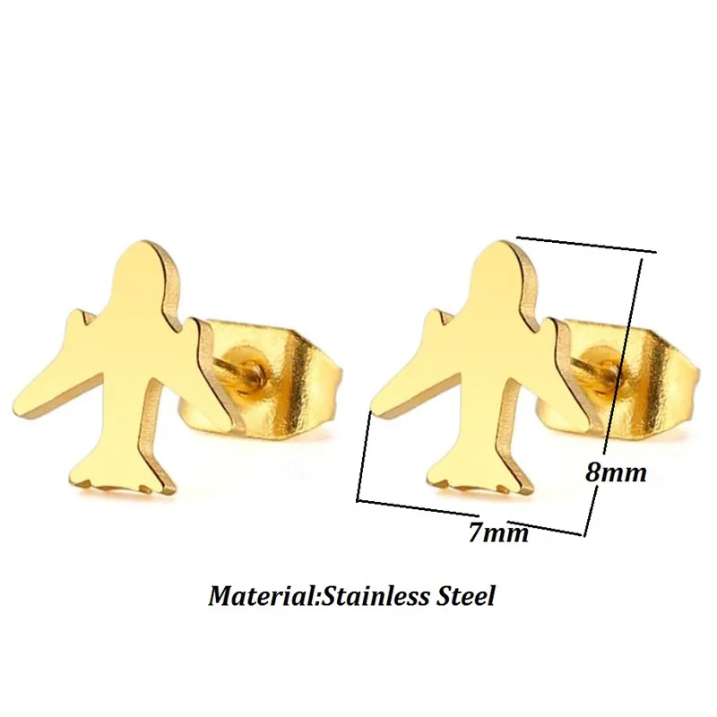 Женские серьги-гвоздики из нержавеющей стали в виде самолета |