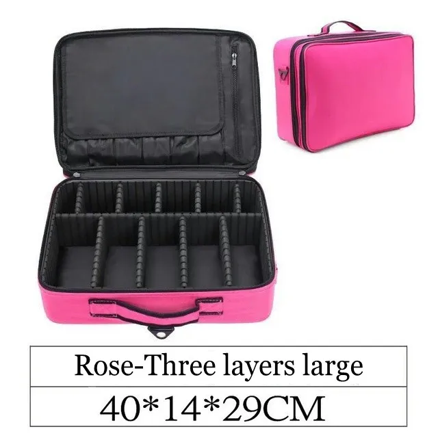 Three layers Large Косметический чехол, чехол для костюма, Многоэтажный большой профессиональный косметический мешок, женский косметический Органайзер для хранения, косметичка - Цвет: Three layers Large