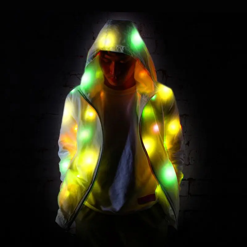M Good Quality New LED Jacket Light Up Outwear Stage Costume Full Focus Night Running Motorcycles Cycling Clothings Bar Pub - Цвет: M
