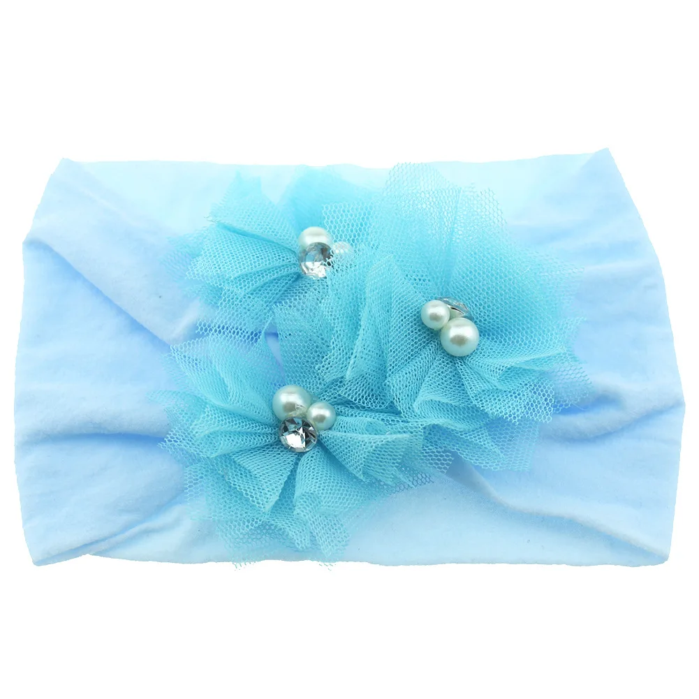 Yundfly Baby Wide Nylon Stockings Headband Three Mesh Flowers Knot Headwraps Children Party Photography Props Birthday Gifts | Мать и
