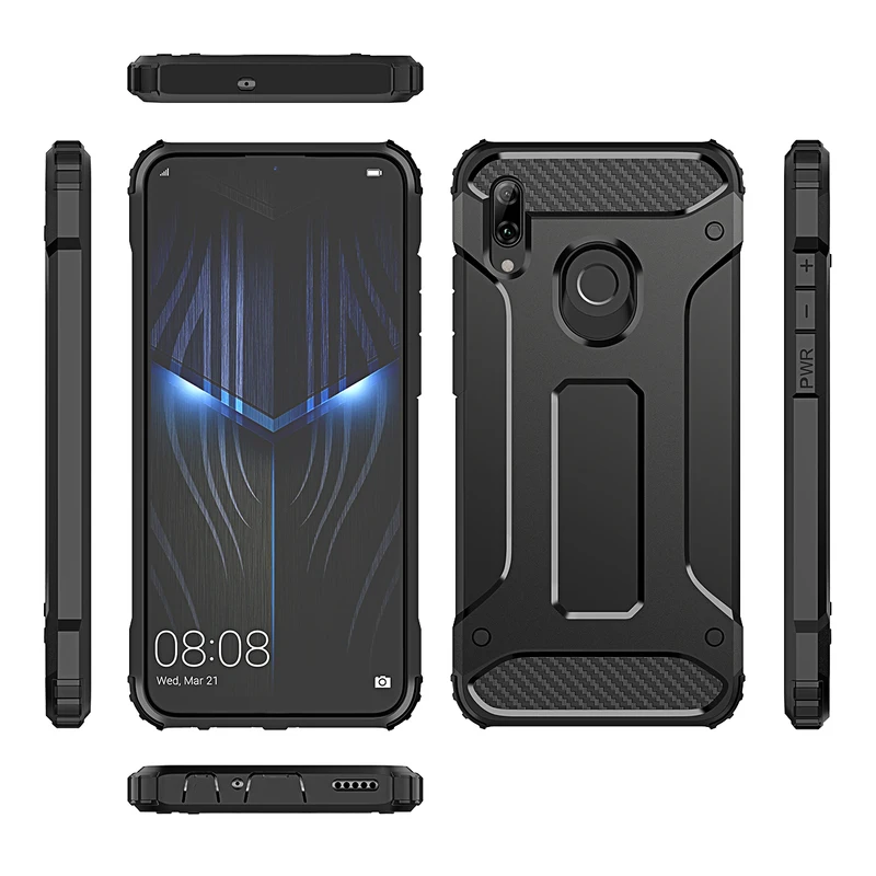 2 in 1 Hard PC Case For Huawei P30 lite Pro P20 Cover Dual Protection Shock Bumper for P smart 2019 Black case | Мобильные телефоны