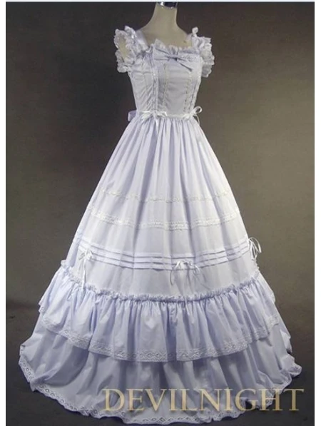 Белое длинное платье без рукавов в викторианском стиле игра стиле|dress up|victorian