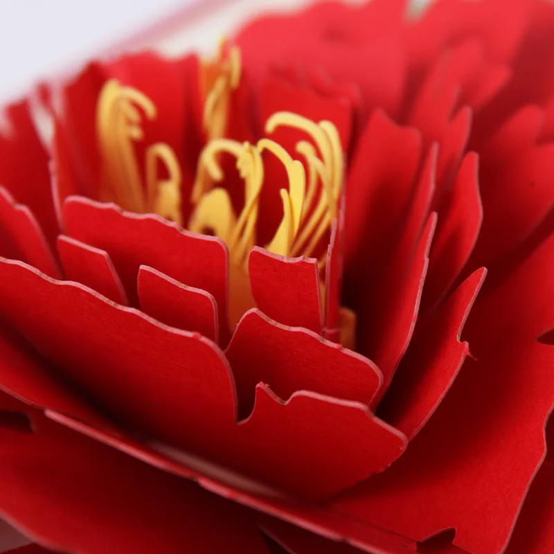 Birthday Thank You Cards Gift Greeting Postcards Pop Up Laser Cut Peony 3D up | Дом и сад