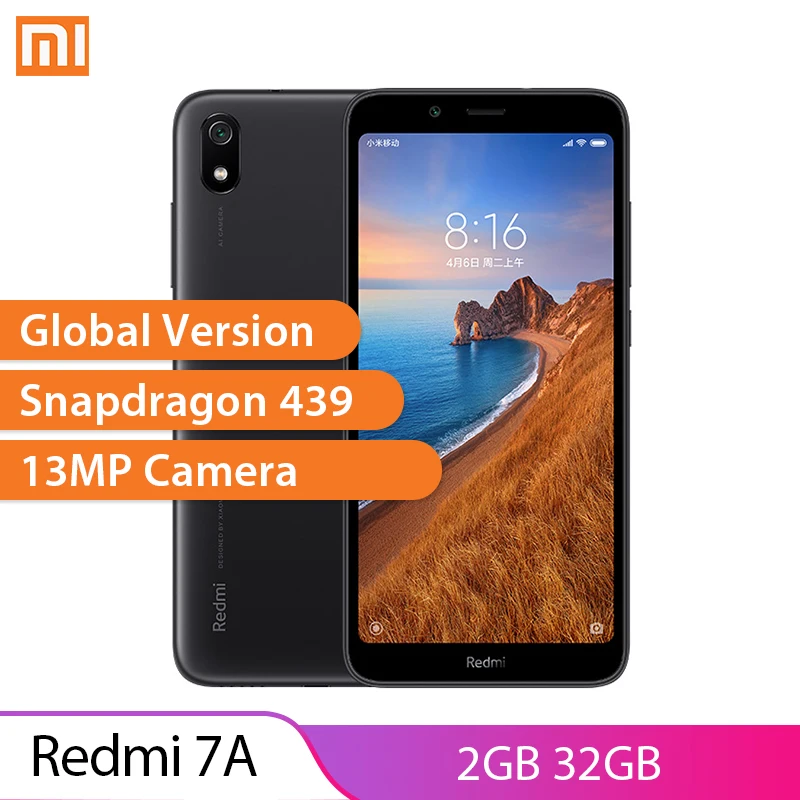 Мобильный телефон Xiaomi Redmi 7A с глобальной версией 2 Гб 32 ГБ 4000 мАч Snapdragon 439 камера 13