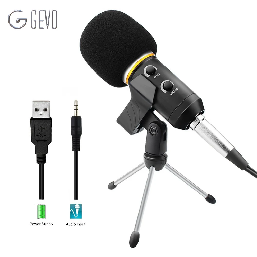 GEVO MK-F200FL USB микрофон конденсаторный 3,5 мм студийный профессиональный проводной штатив ручной микрофон для компьютера караоке конференции ПК