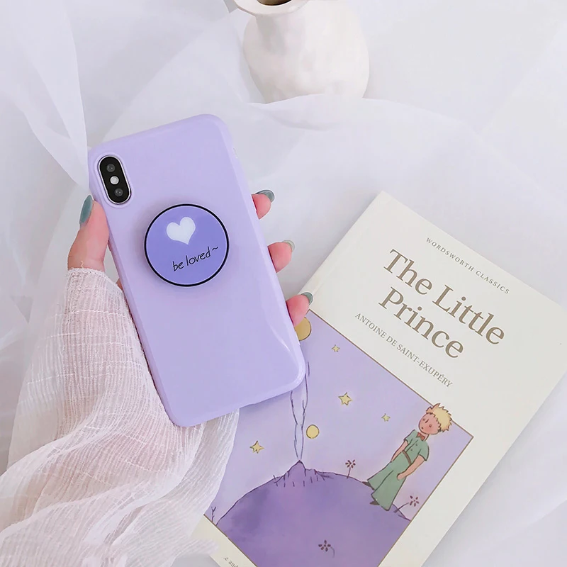 GlamPhoneCase Модный Фиолетовый чехол для телефона с сердцем iphone X 8 plus 7 7plus 6 6plus мягкий
