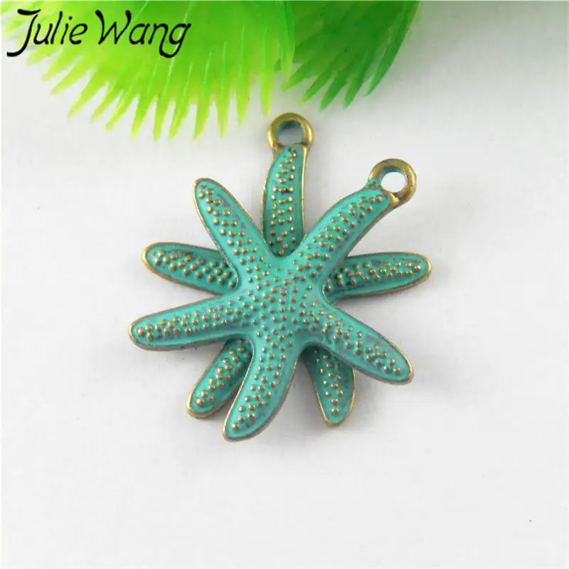 Julie Wang 10pcs Antique Green Bronze Patina Starfish Alloy Charms For Necklace Pendants Earrings Jewelry Making Accessory | Украшения и