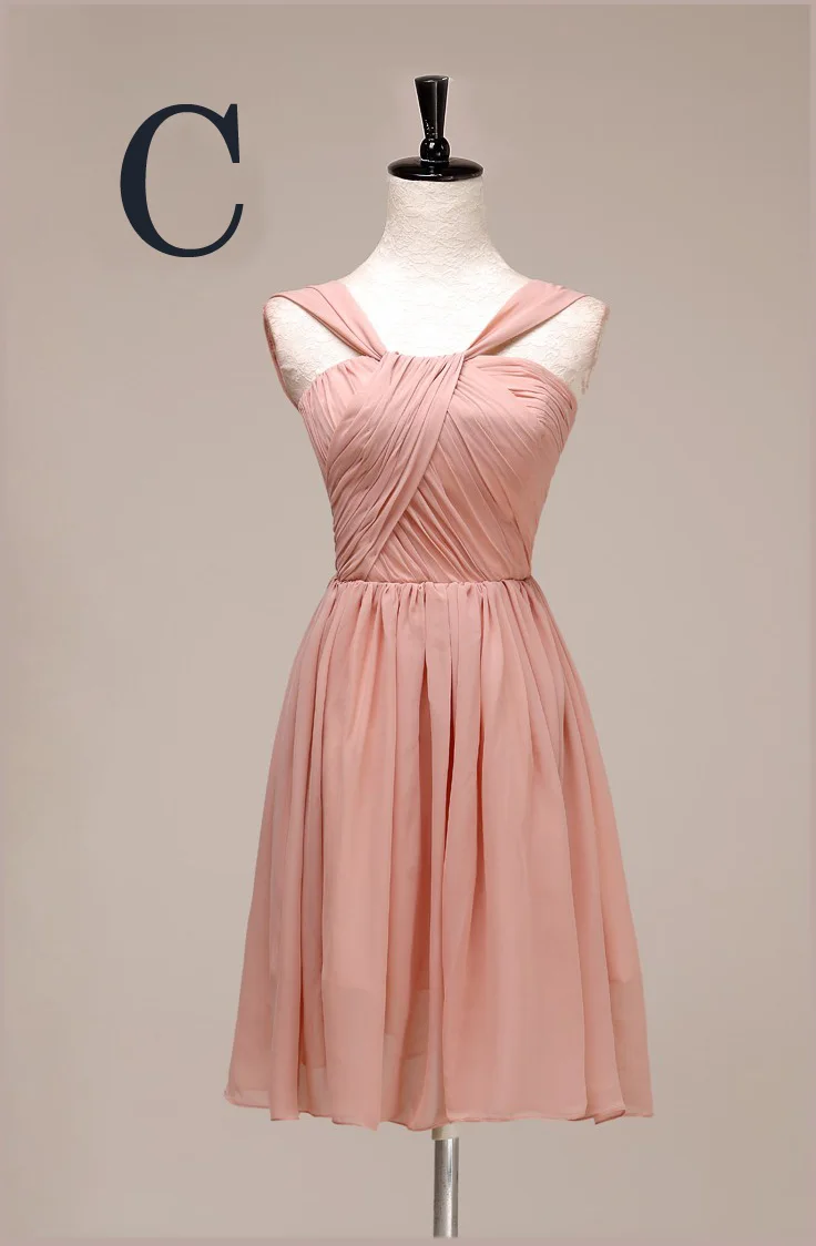 NOBLE WEISS Pink Bridesmaid Dress Knee-Length Chiffon Cheap Pleat Party Prom Dresses Vestido De Festa Casamento Dama Honra | Свадьбы и