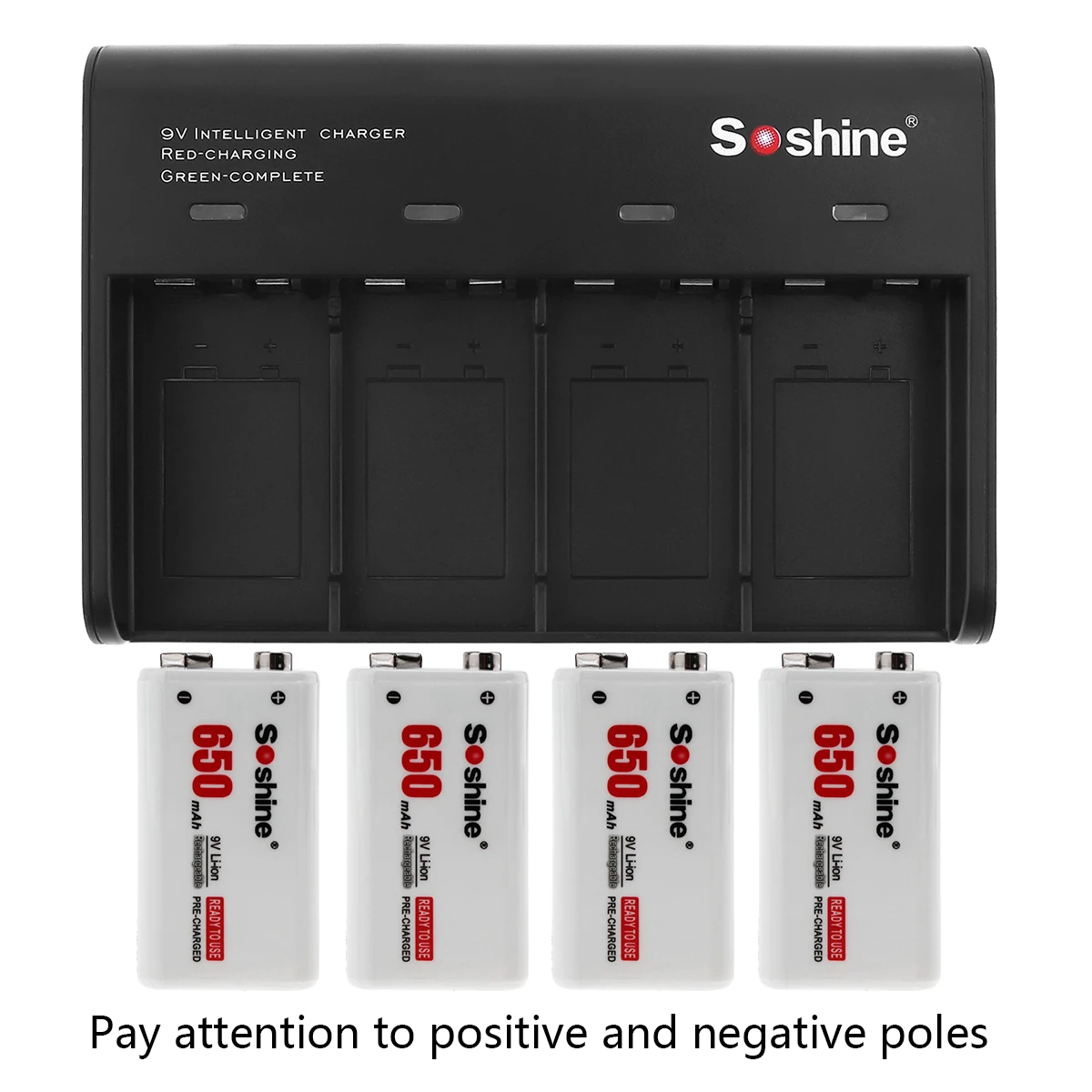Умное зарядное устройство Soshine 6F22 4 слота 9 В 650 мАч шт. со светодиодным