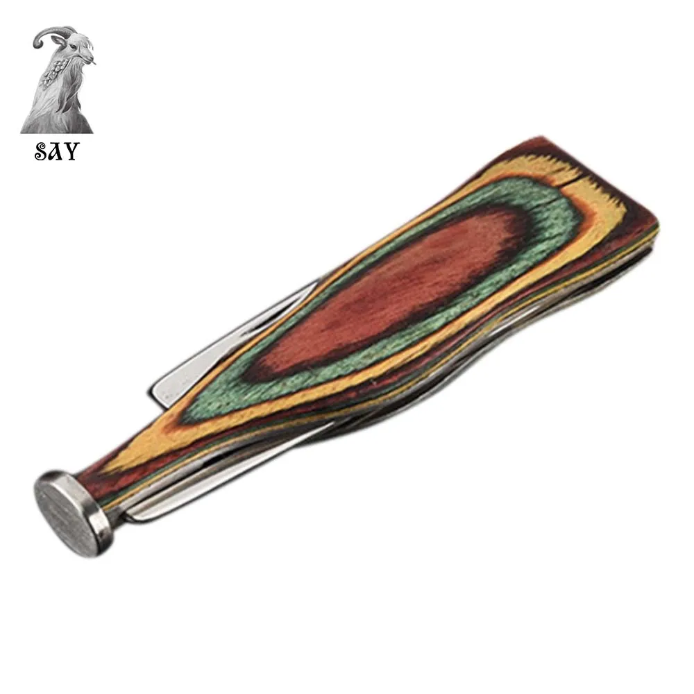 

SY Stainless Steel Color Wood Patch Tobacco Pipes Knife Three-in-one Folding Smoking Pipe Cigar Tool Portable Gadget