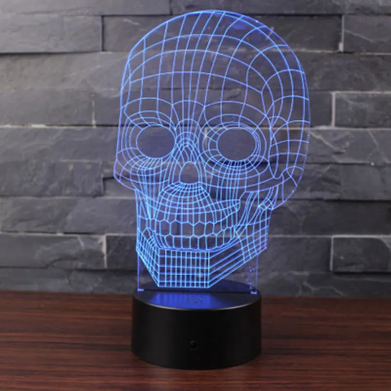 Индивидуальная 3d лампа в виде черепа светодиодный ночсветильник 7 цветов