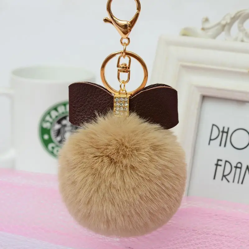 Бесплатная доставка Меха Pom jewelrys Лук помпон Горный Хрусталь кожа Мех Кролика Мяч