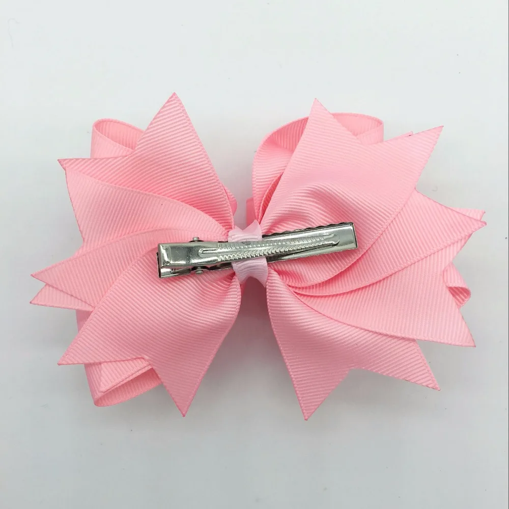 

2 pcs Inches Hair Bows 3 Layer Solid Ribbon Bows Hair Clips Headbands Girls Headwear Cute Hairpins Kids Pink Hair Accessories