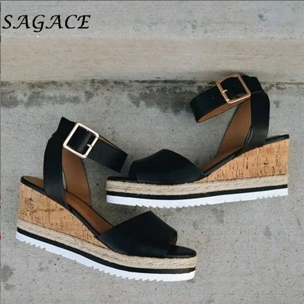 SAGACE/Женская обувь с пряжкой Сандалии на танкетке Резиновые пляжные сандалии