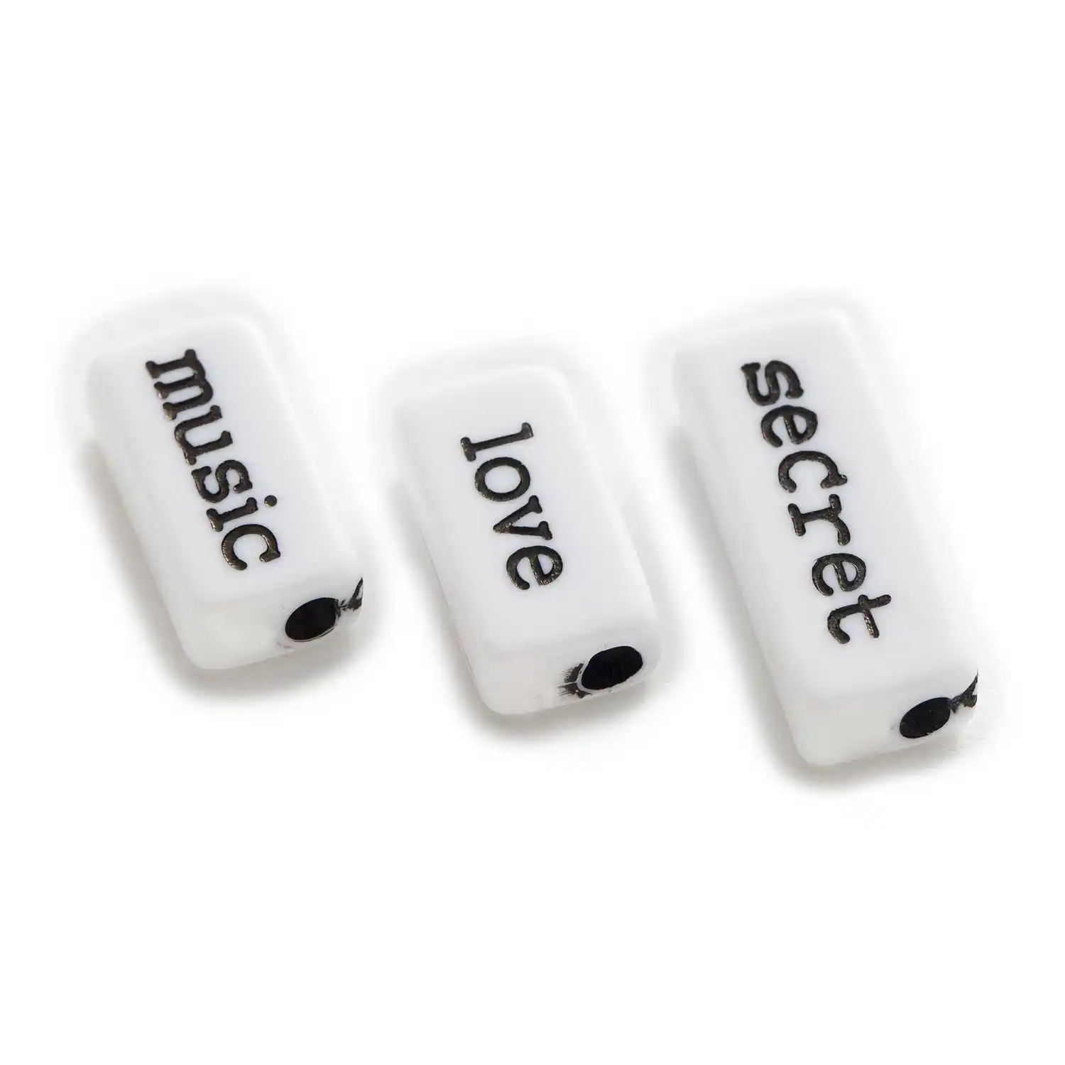 30 шт смешанные белые прямоугольные бусины черные алфавитные буквы акриловые