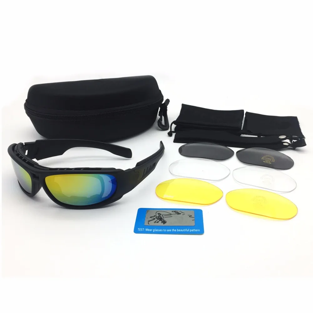 DAISY C6 Тактические защитные очки с вставкой для коррекции зрения, комплект из 4 линз, мужские военные солнечные очки для игр в войну, поляризованные.