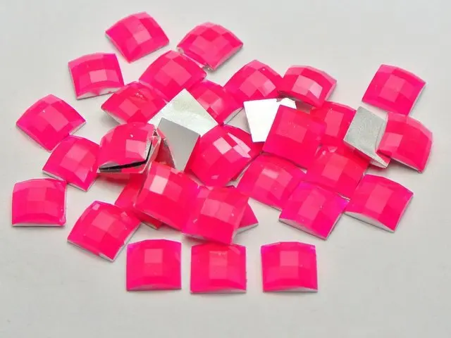 100 Смешанные неоновые цветные акриловые квадратные Стразы драгоценные камни 10x10