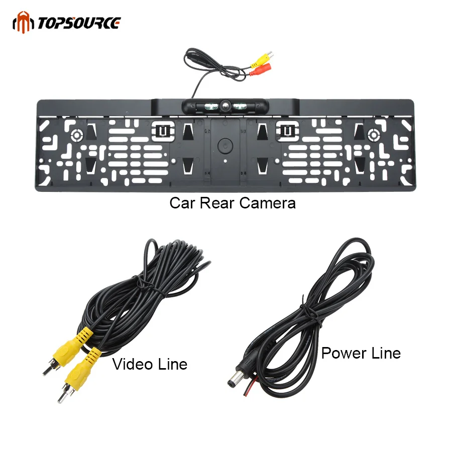 TOPSOURCE With ir lights HD CCD EU Car License Plate Frame camera rear reserve plastic shell material waterproof function | Автомобили и