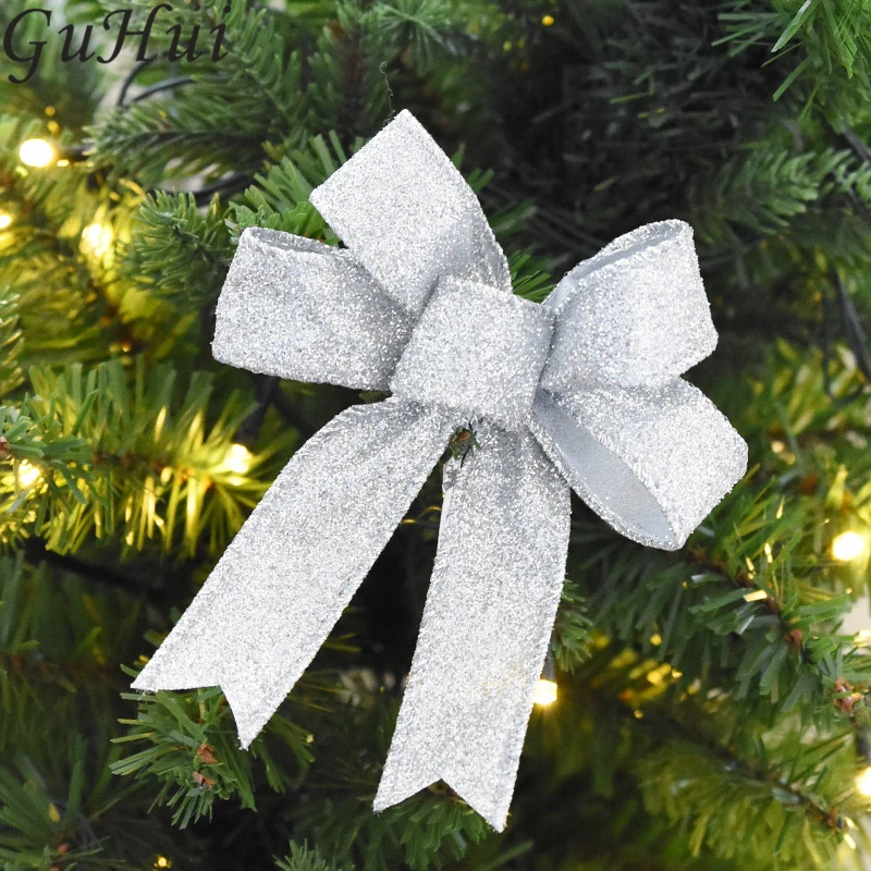 5 шт. Рождественская елка украшения поставки красочные блестящие ленты бант