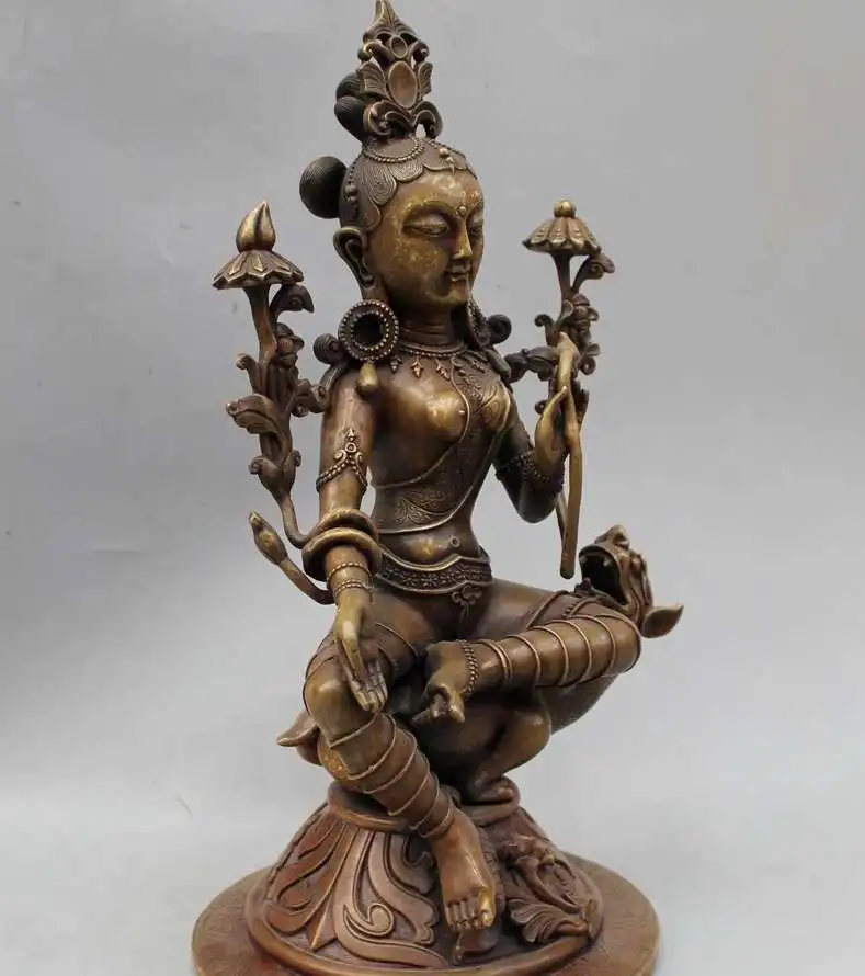 14 &quot тибет буддизм медь сиденья зверь зеленая тара просвещения статуя богини |
