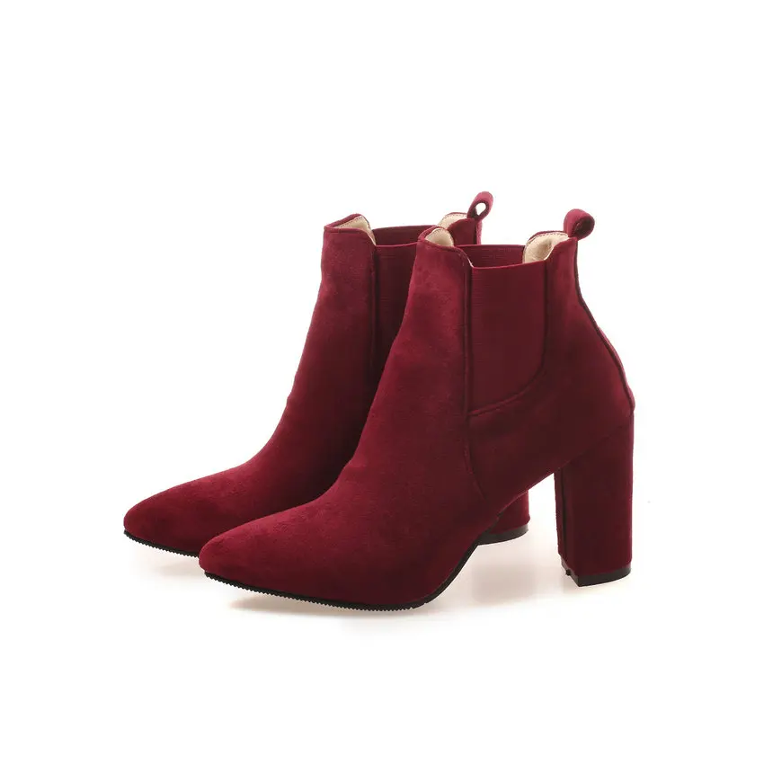 

NIKOVE 2019 Women Boots Ankle Boots Pointed Toe Spring Elastic Band Square High Heels Shoes Autumn Women Shoes Boots Size 34-43