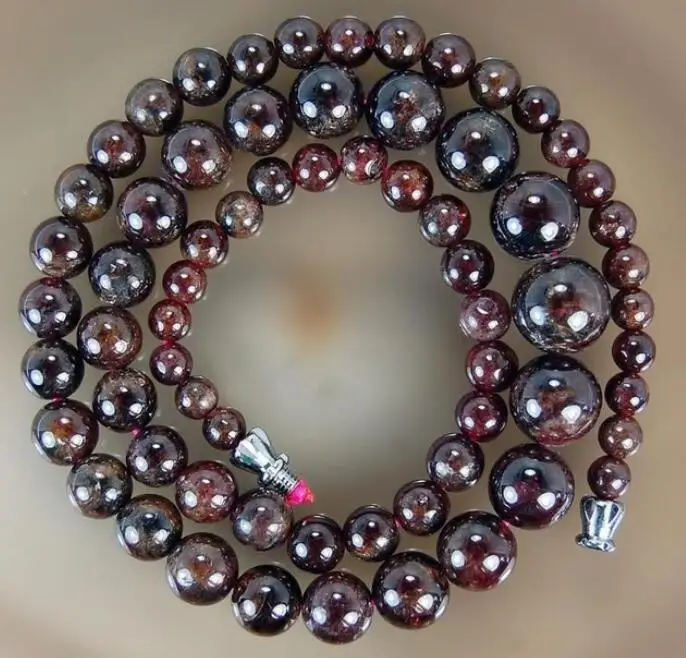 

Hot sale Free Shipping>>5-11mm Natural Garnet Round Beads Necklace 17''